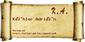 Köhler Adrián névjegykártya